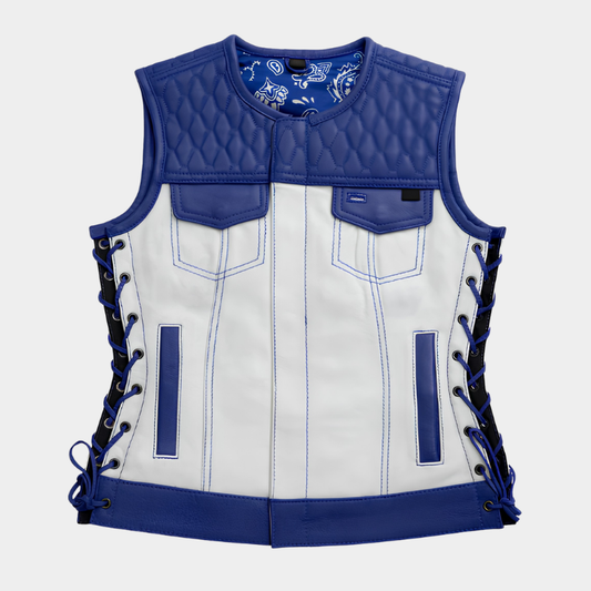 Cobalt - Women's Motorcycle Leather Vest - Limited Edition