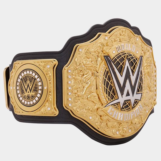 Front angle of The Sovereign WWE-inspired championship replica belt