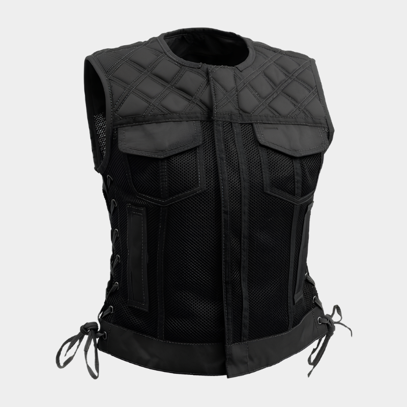 Bonnie Moto Mesh Women's Motorcycle Vest - Diamond Quilt