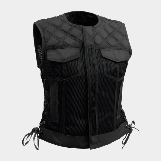 Bonnie Moto Mesh Women's Motorcycle Vest - Diamond Quilt