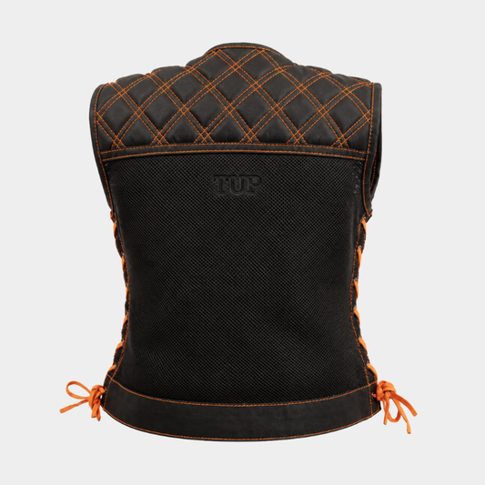 Bonnie Moto Mesh Women's Motorcycle Vest - Diamond Quilt