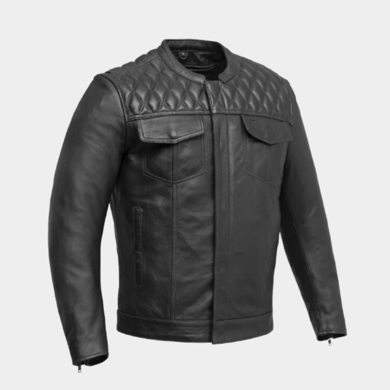 Cinder Men's Cafe Style Leather Jacket