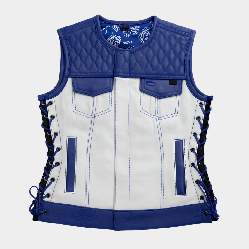 Cobalt - Women's Motorcycle Leather Vest - Limited Edition