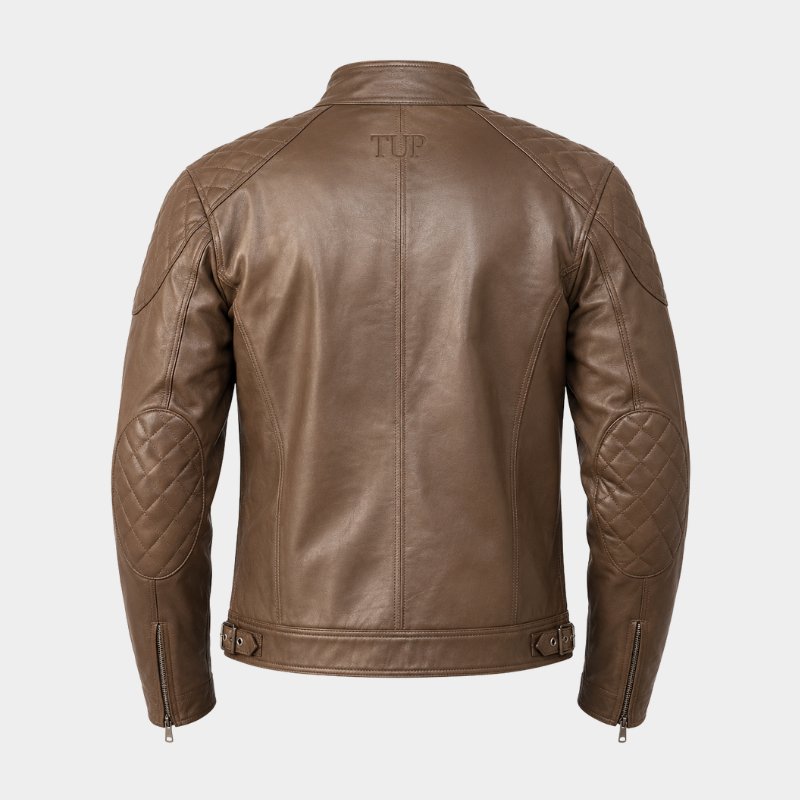 Gatsby Mocha Leather Biker Jacket