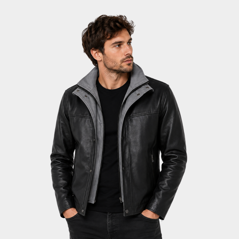 Henrik Black Leather Cafe Racer