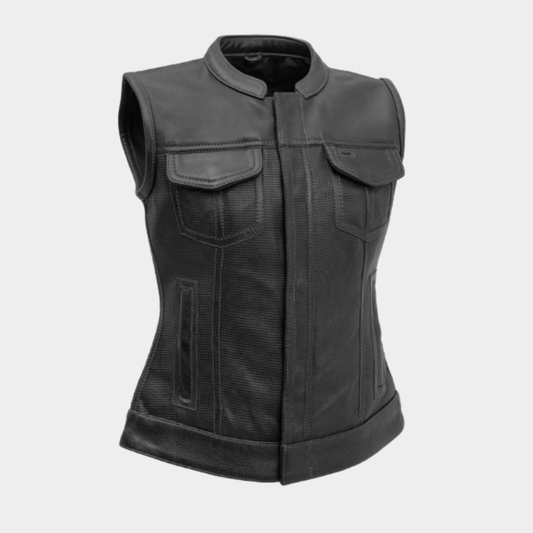 Jessica Perforated Women's Motorcycle Leather Vest