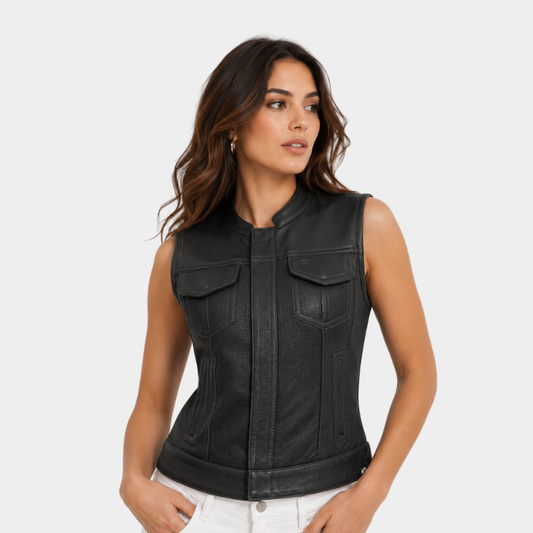 Jessica Perforated Women's Motorcycle Leather Vest