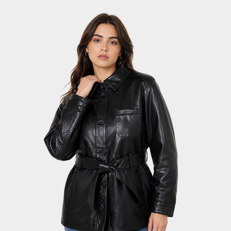Urban Luxe Belted Leather Jacket