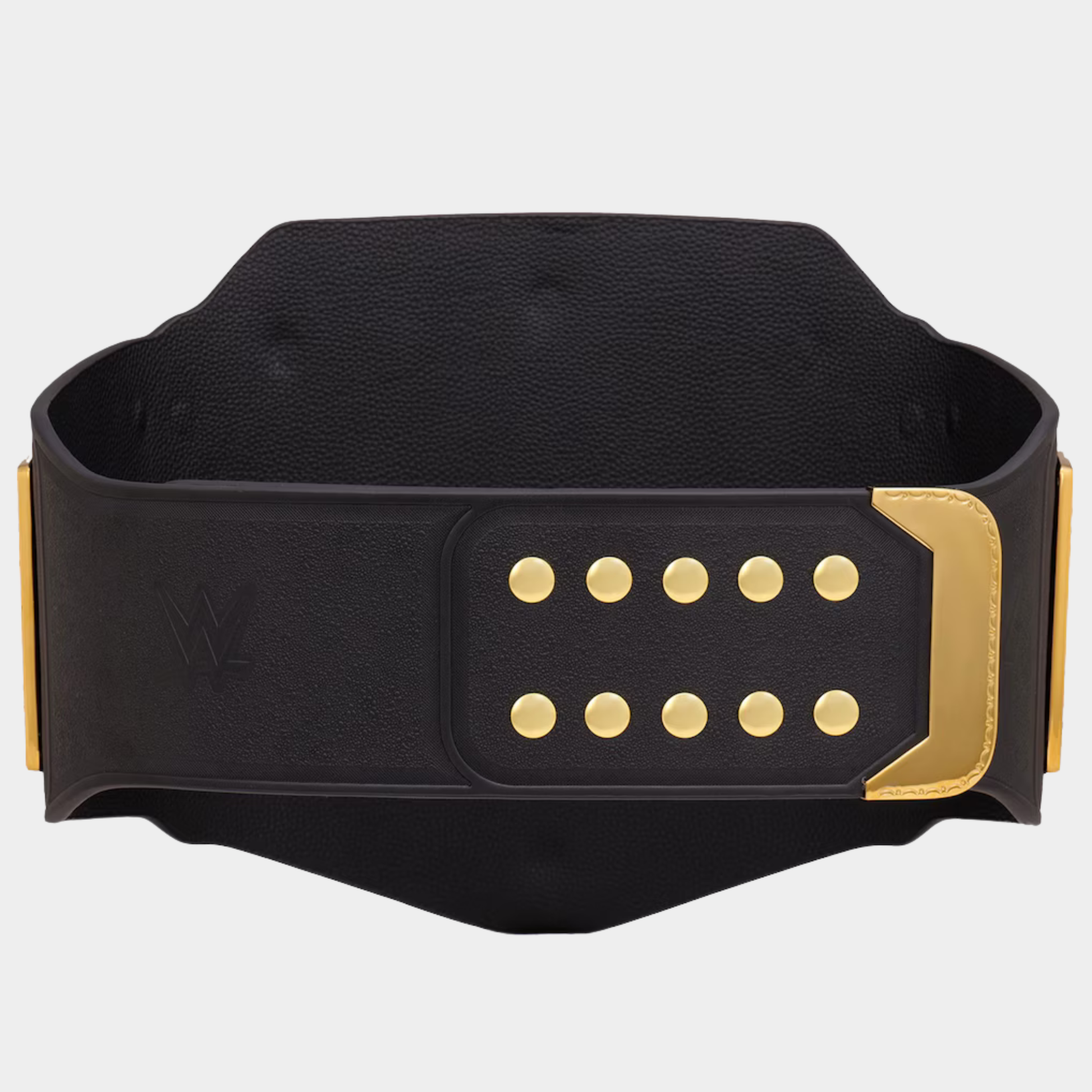 Rear leather strap with snap fasteners on Imperial Gold Championship Belt