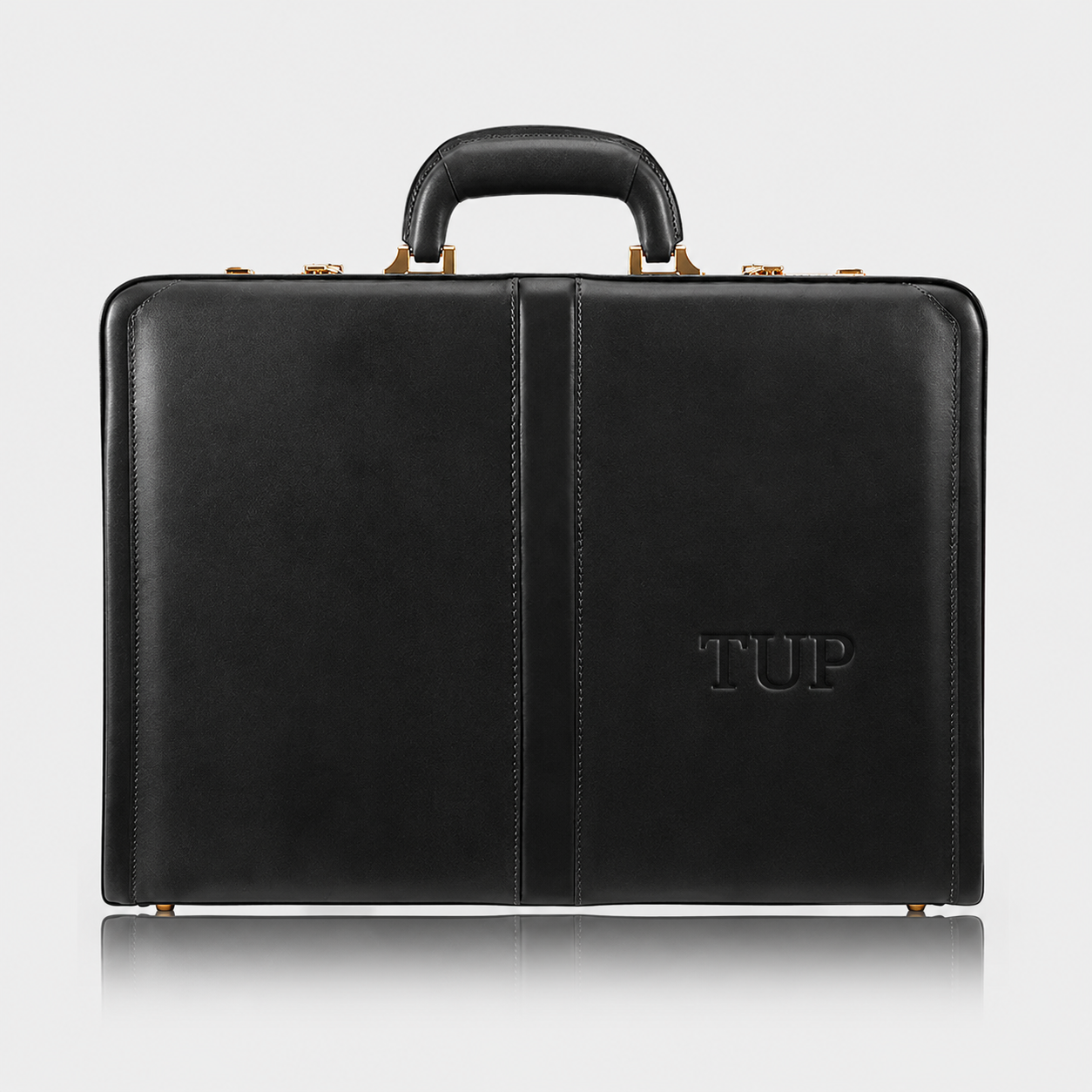 Black Sovereign leather briefcase handcrafted for executives and business professionals.