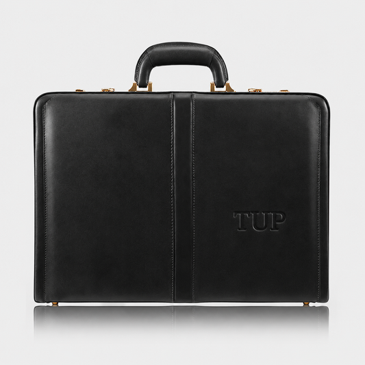 Black Sovereign leather briefcase handcrafted for executives and business professionals.