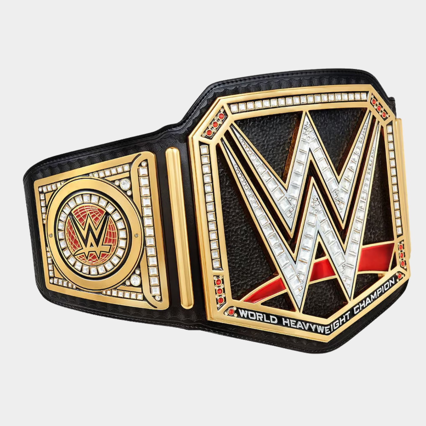 Front angled view of The Dominion Heavyweight Championship replica belt