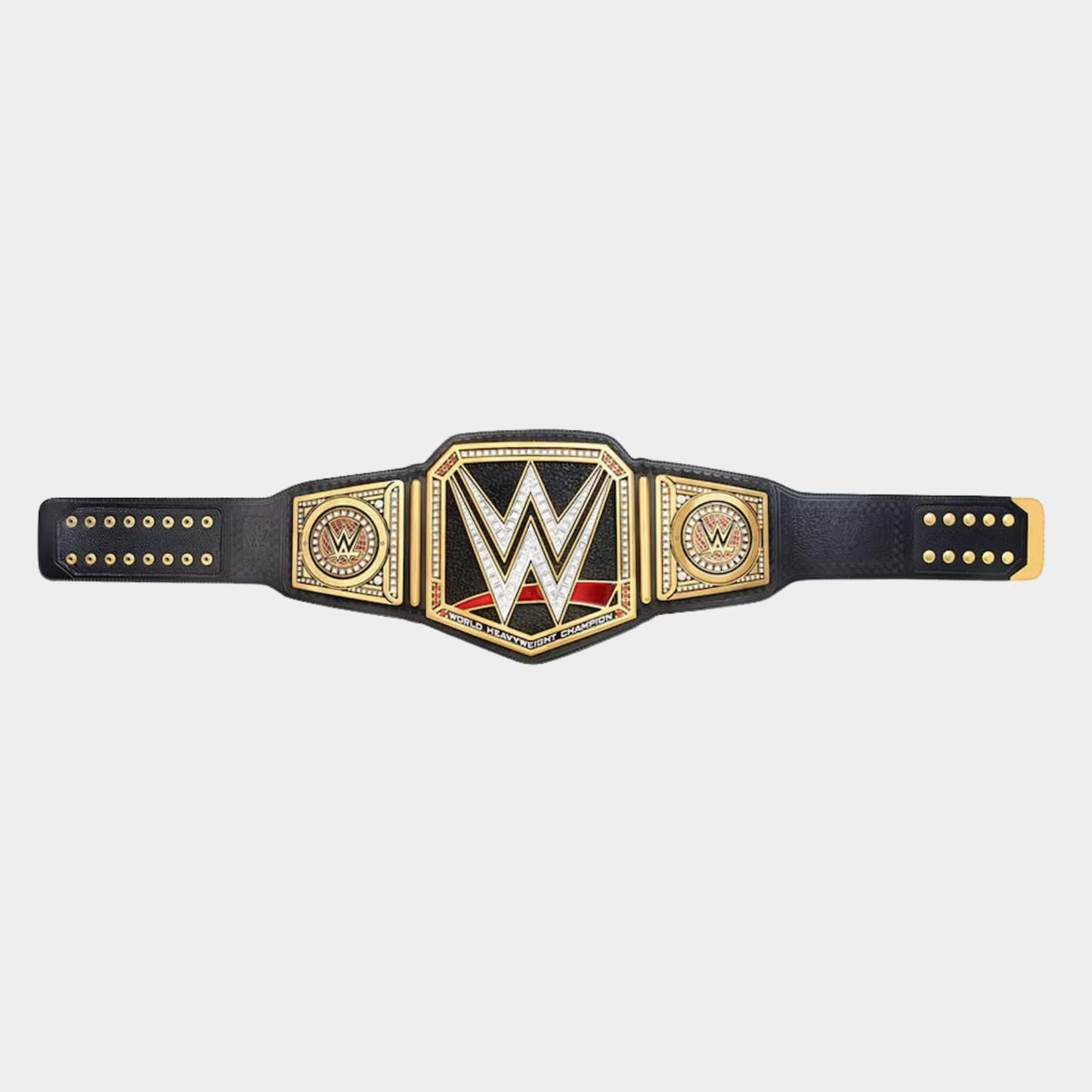 Full-length view of The Dominion Heavyweight Championship replica title belt