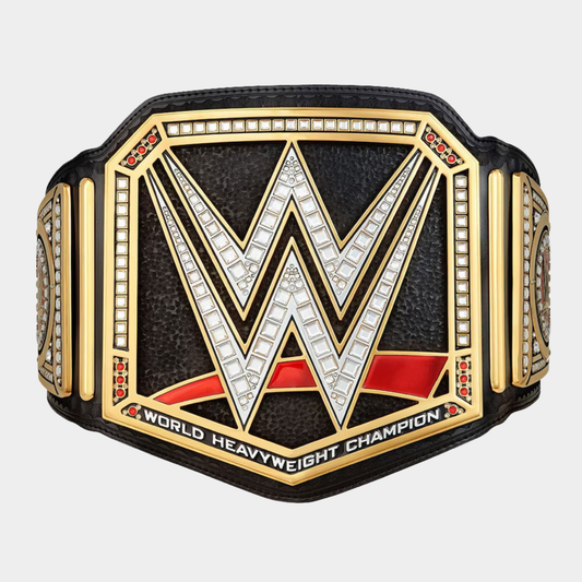 The Dominion Heavyweight Championship replica belt with premium gold-plated center plate and genuine leather strap