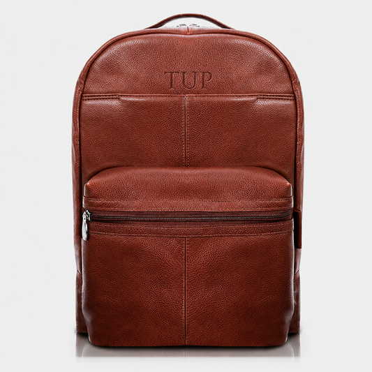 The Lincoln premium leather backpack handcrafted from top-grain leather in rich brown