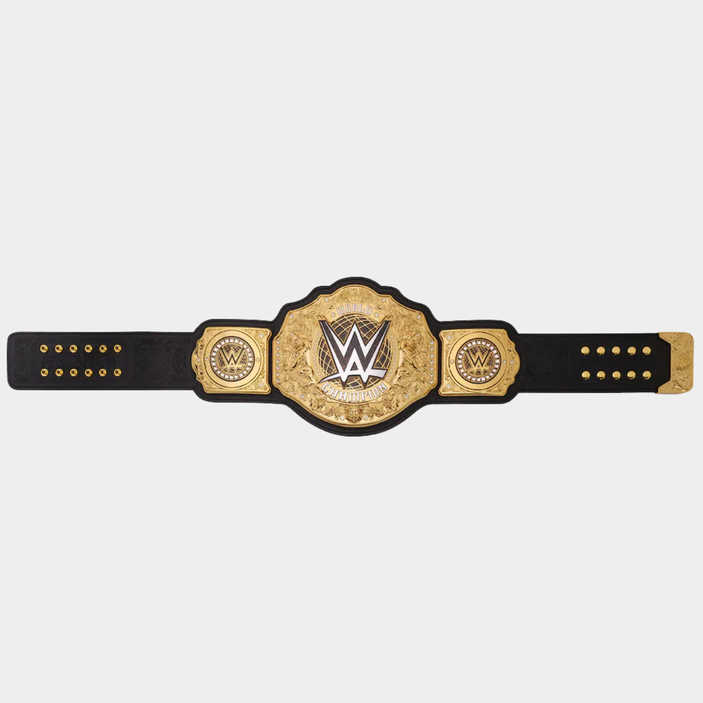 Full-length view of The Sovereign heavyweight championship replica belt