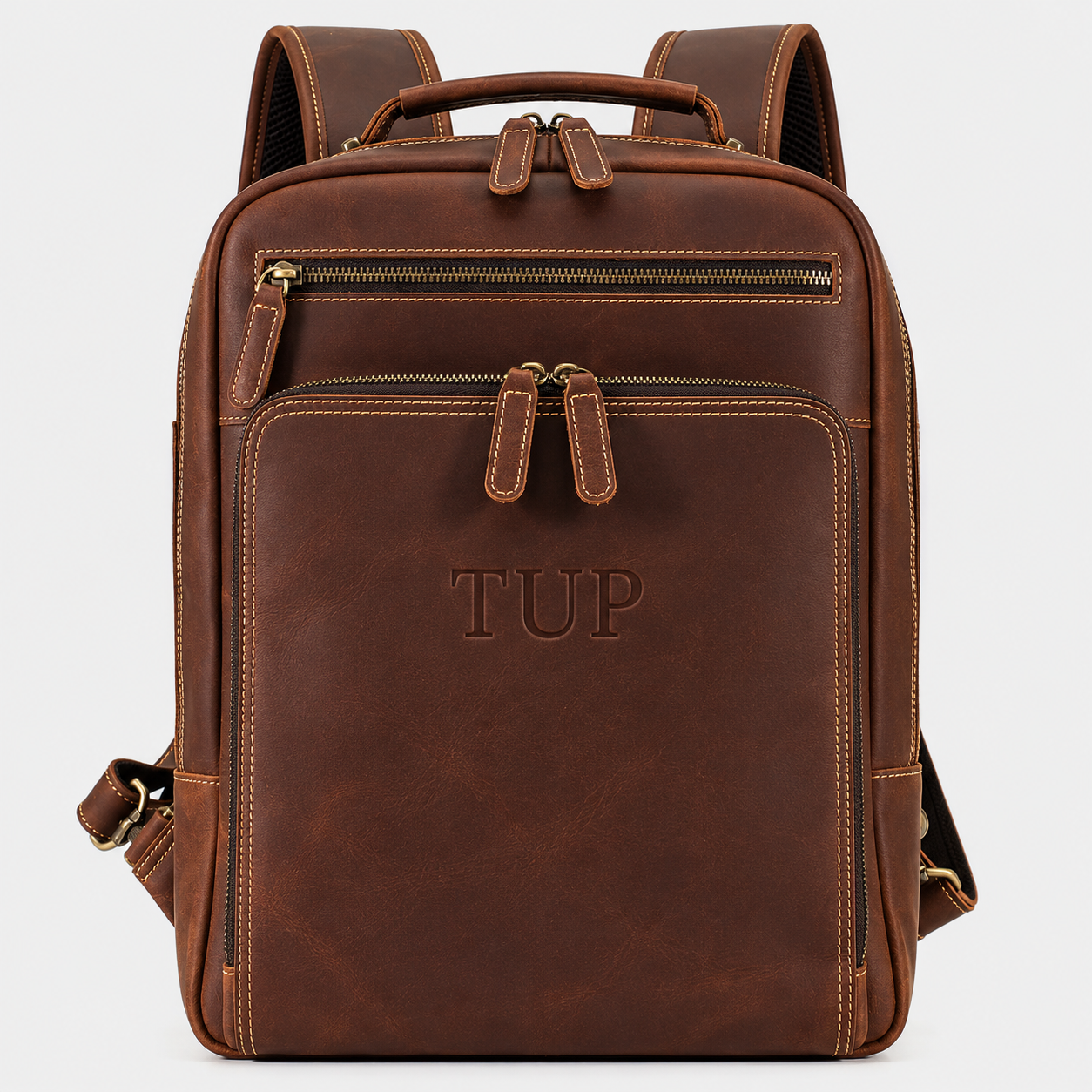 The Sterling leather backpack handcrafted from premium full-grain leather in vintage brown