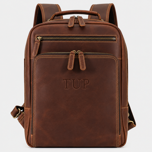 The Sterling leather backpack handcrafted from premium full-grain leather in vintage brown